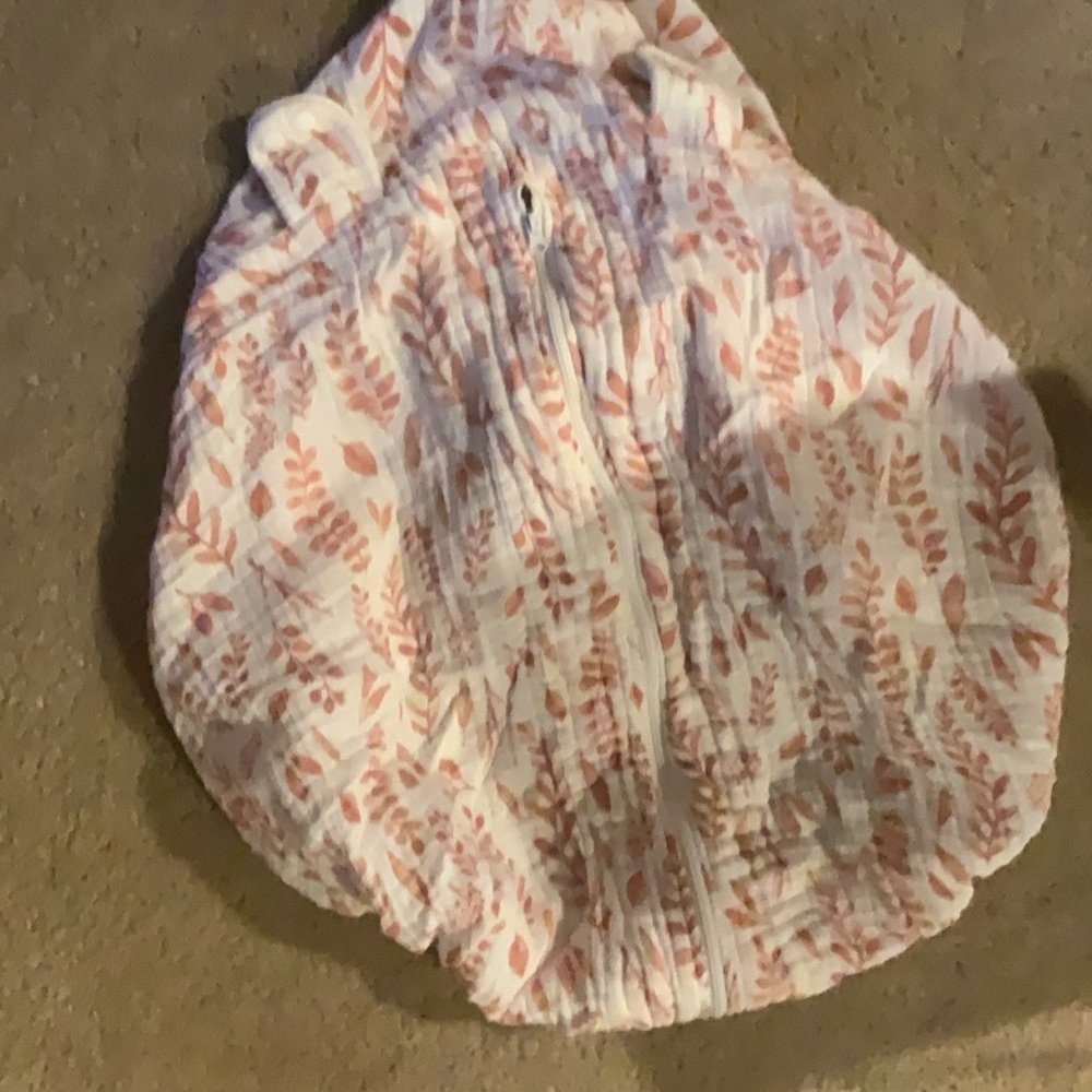 Bebe au Lait Coral and White Leaf Print Blanket